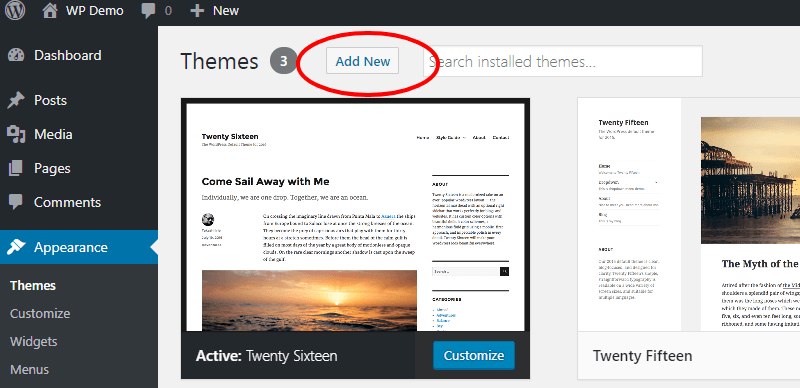 wordpress add new theme