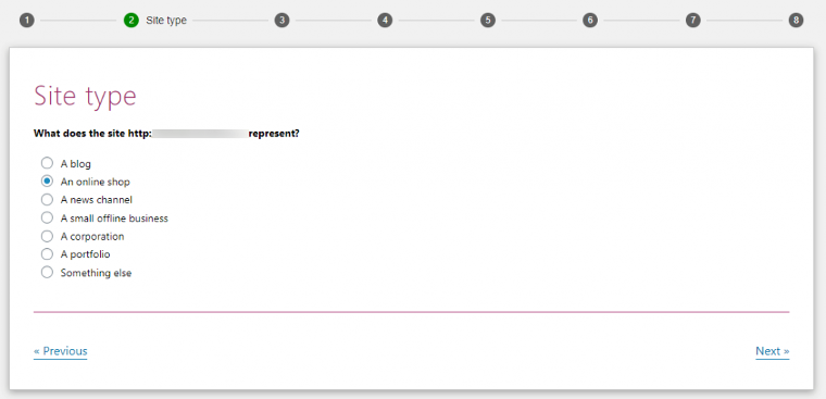 yoast seo wizard site type